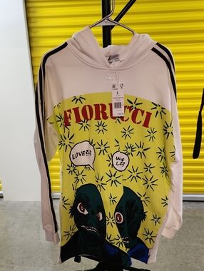 Fiorucci Yellow & White Graphic Hoodie with Red Logo